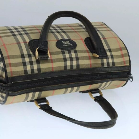Burberrys Nova Check Black Label Boston Bag Canvas Beige Gold Auth yk16645 - Picture 9 of 14